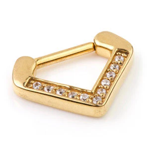 24K Gold Steel Inverted Jewelled Triangle Septum Ring - GDJSEP21-1.2-8