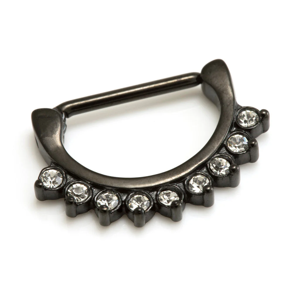 Black PVD Steel Gems Nipple Clicker