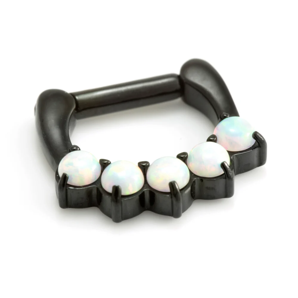 Black Steel Opal Gem Septum Ring