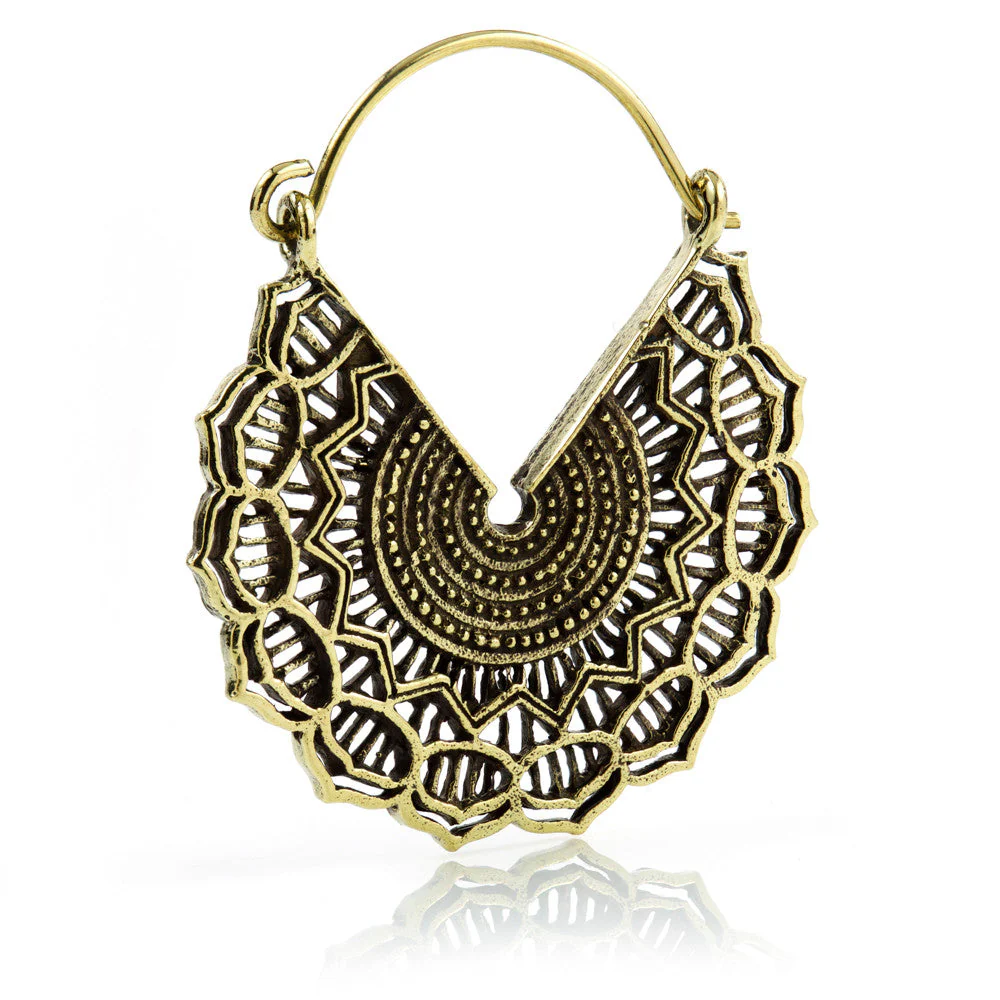 Brass Tribal Hoop Earrings (Pair) - BRASSHOOP60 - Image 2