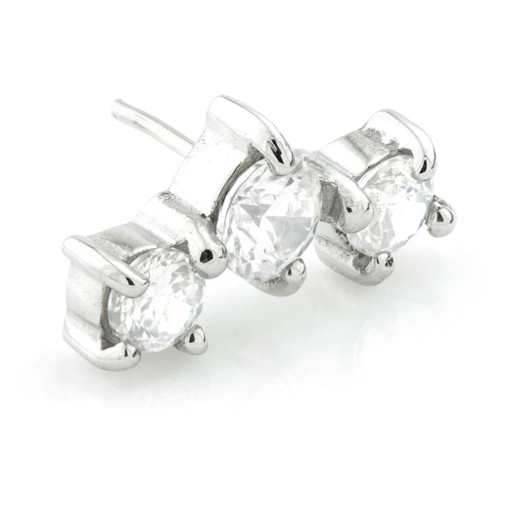 Cobalt Chrome Threadless Triple Gem Row Attachment