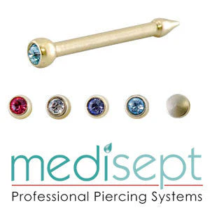 3x Champagne Titanium Rose Medisept Nose Stud