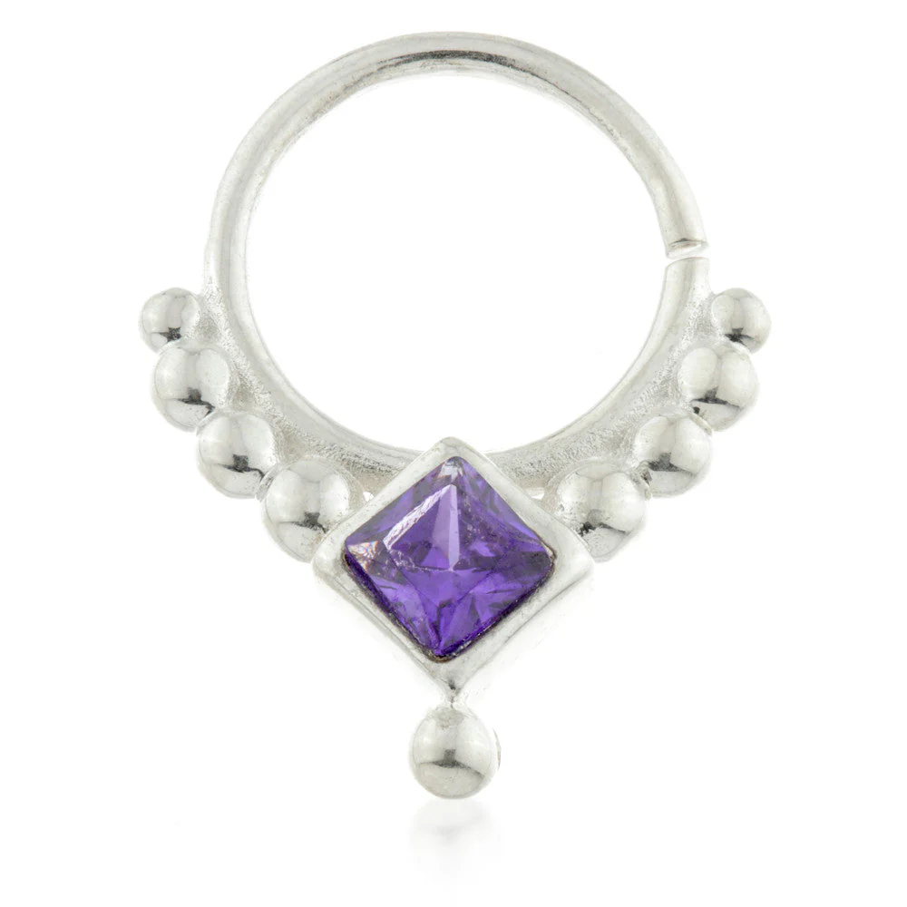 Dot Silver Open Ring with Iolite Gem - Image 2