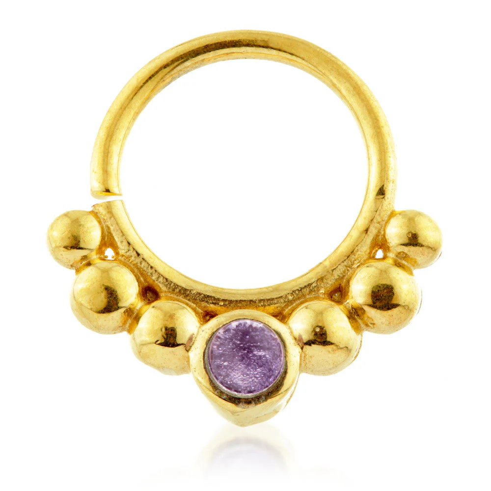 Dot Silver Open Ring with Round Gem
