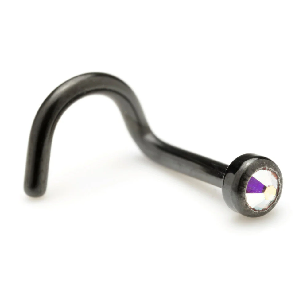 Evil Black Titanium Gem Disk Nose Stud