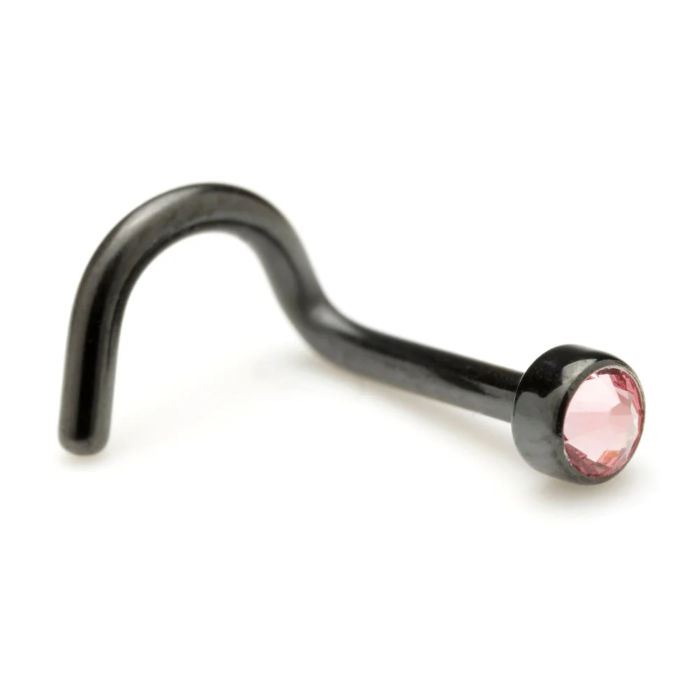 Evil Black Titanium Gem Disk Nose Stud - Image 2
