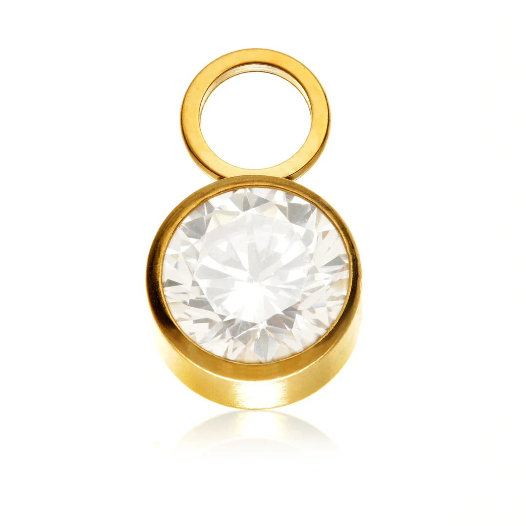 Gold PVD Ti Bezel Gem Charm Attachment