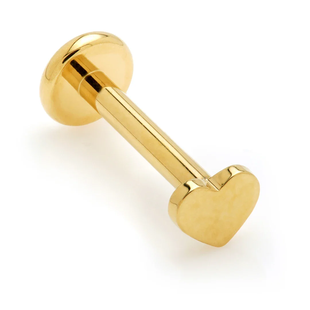 Gold PVD Ti Internal Labret with Heart Attachment