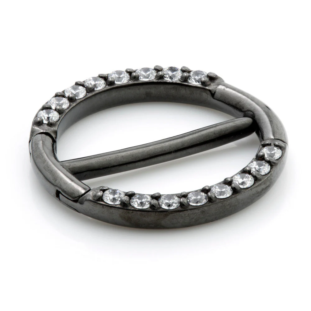 Gun Metal Steel Jewelled Double Nipple Clicker