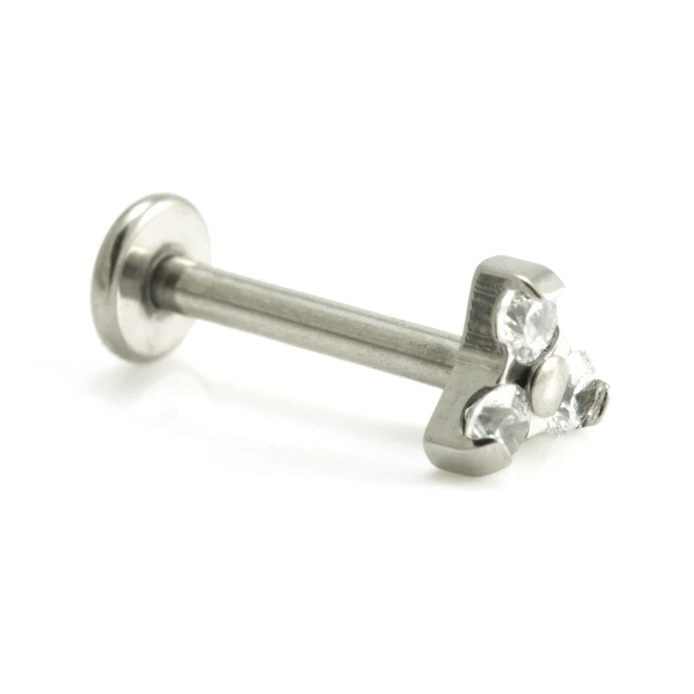 Internal Ti Micro Labret with Ti Gem Trinity - 3 Gems-1.2-10-CR-MD