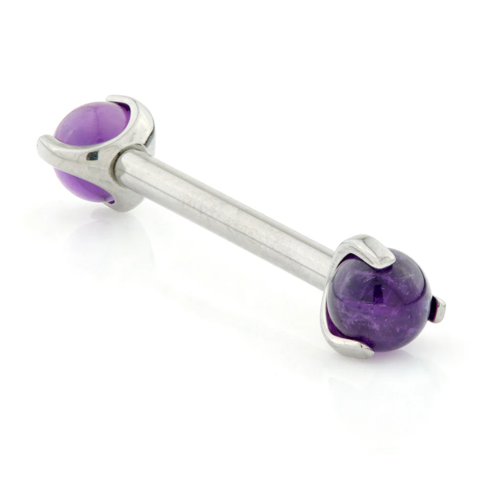 Internal Titanium Nipple Bar with Amethyst Stone