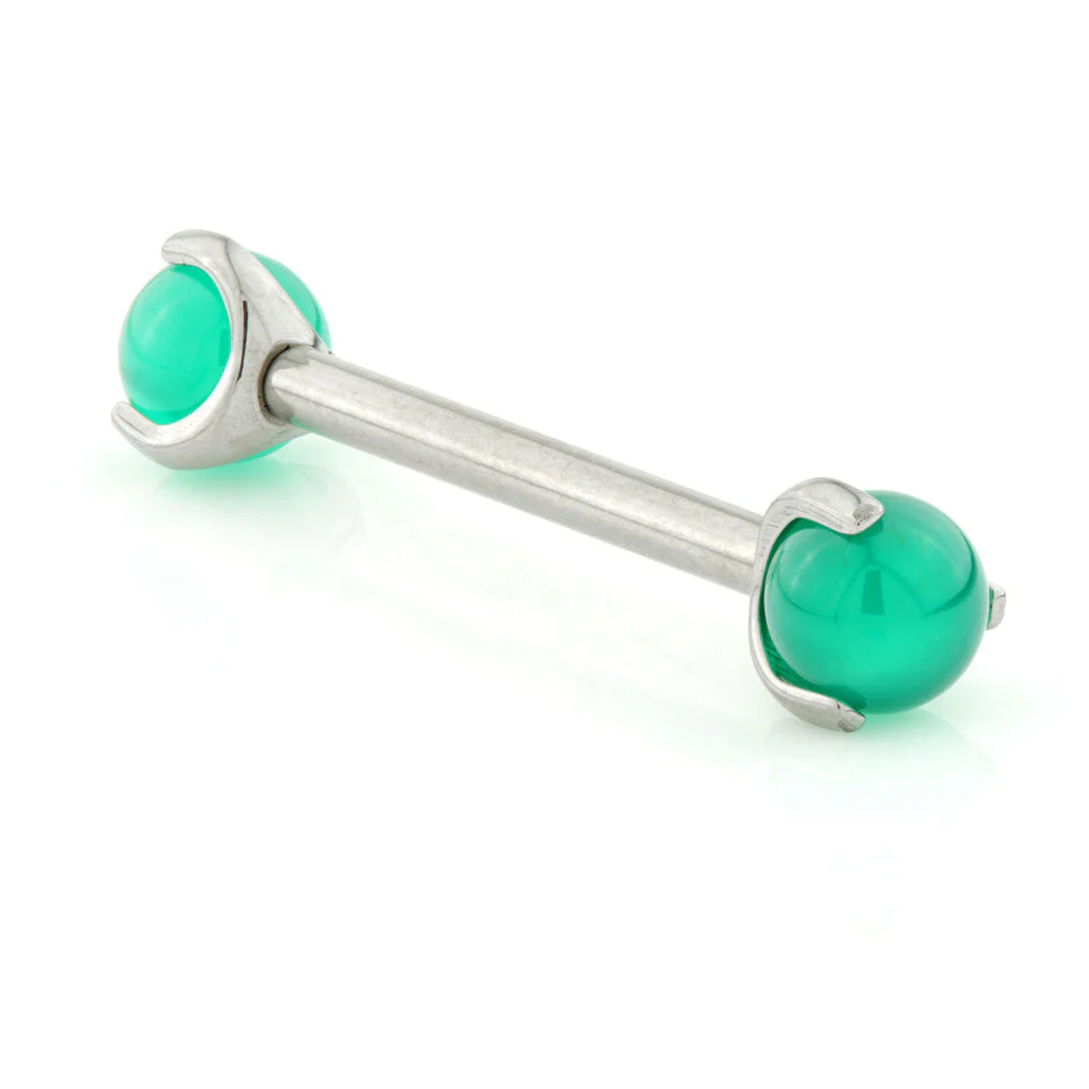 Internal Titanium Nipple Bar with Jade Stone