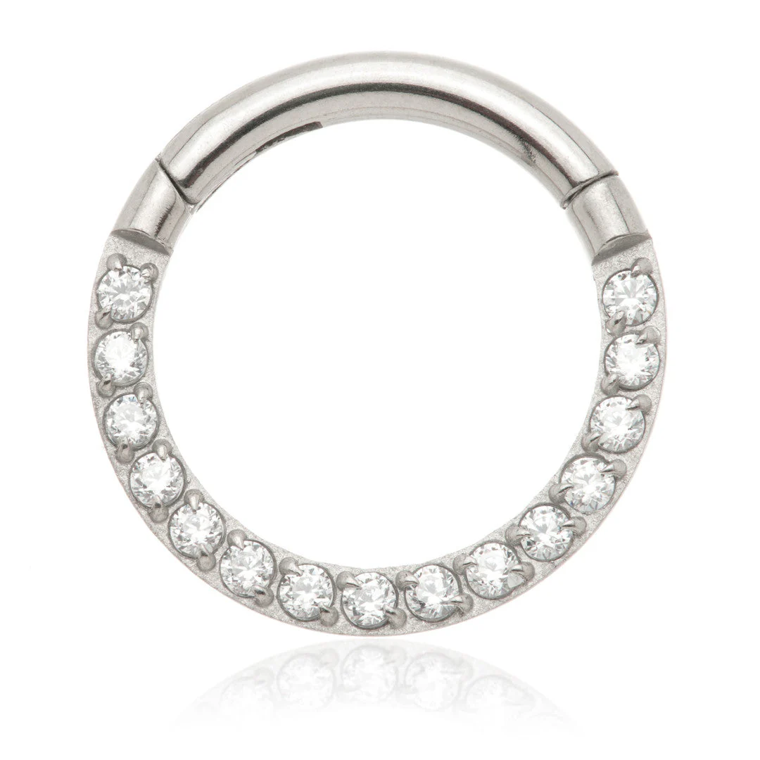 Niobium Pavé Gems Hinged Daith Ring