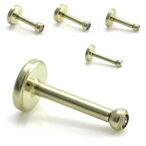 OLD SCHOOL Zircon PVD Gold Ti Micro Internal Gem Labret - ZITB16G