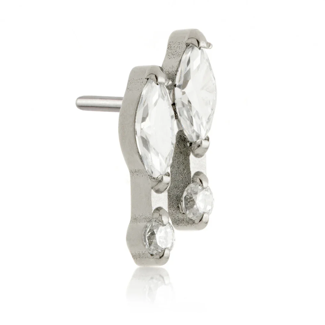 Ti Threadless Double Marquise With Jewelled Beads Attachment