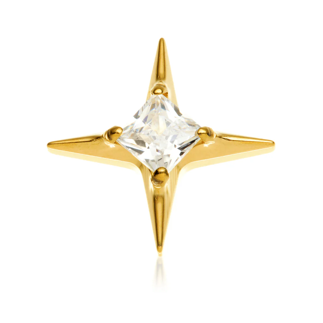 Gold PVD Ti Internal Jewelled Pointed Star Attachment
