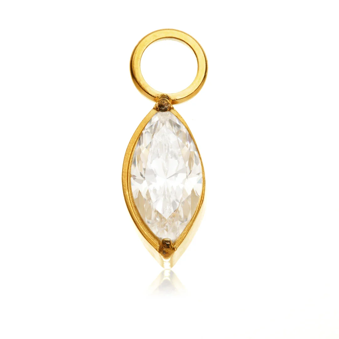 Gold PVD Ti Jewelled Marquise Charm