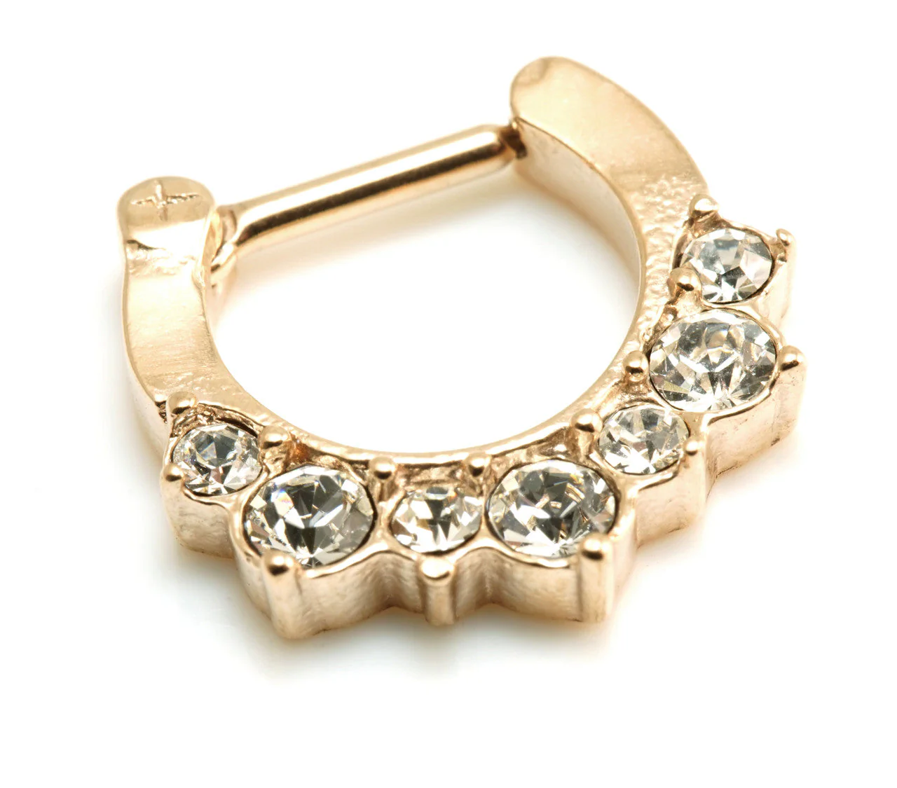 Rose Gold Steel 7 Jewelled Septum Ring