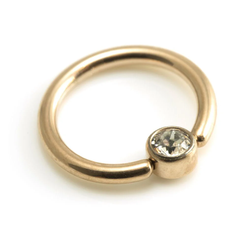 Rose Gold Steel BCR with Flat Gem Disk - Image 3