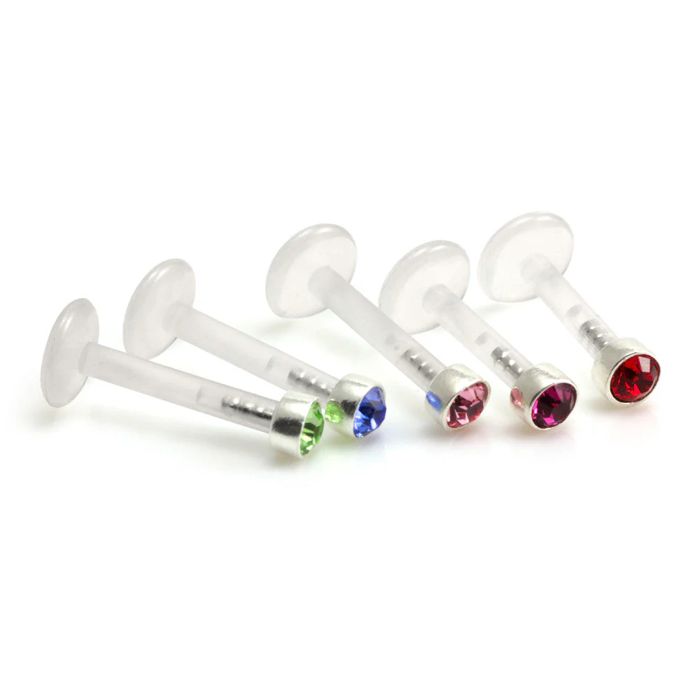 Silver Gem Ball Bioplast Labret 1.6mm