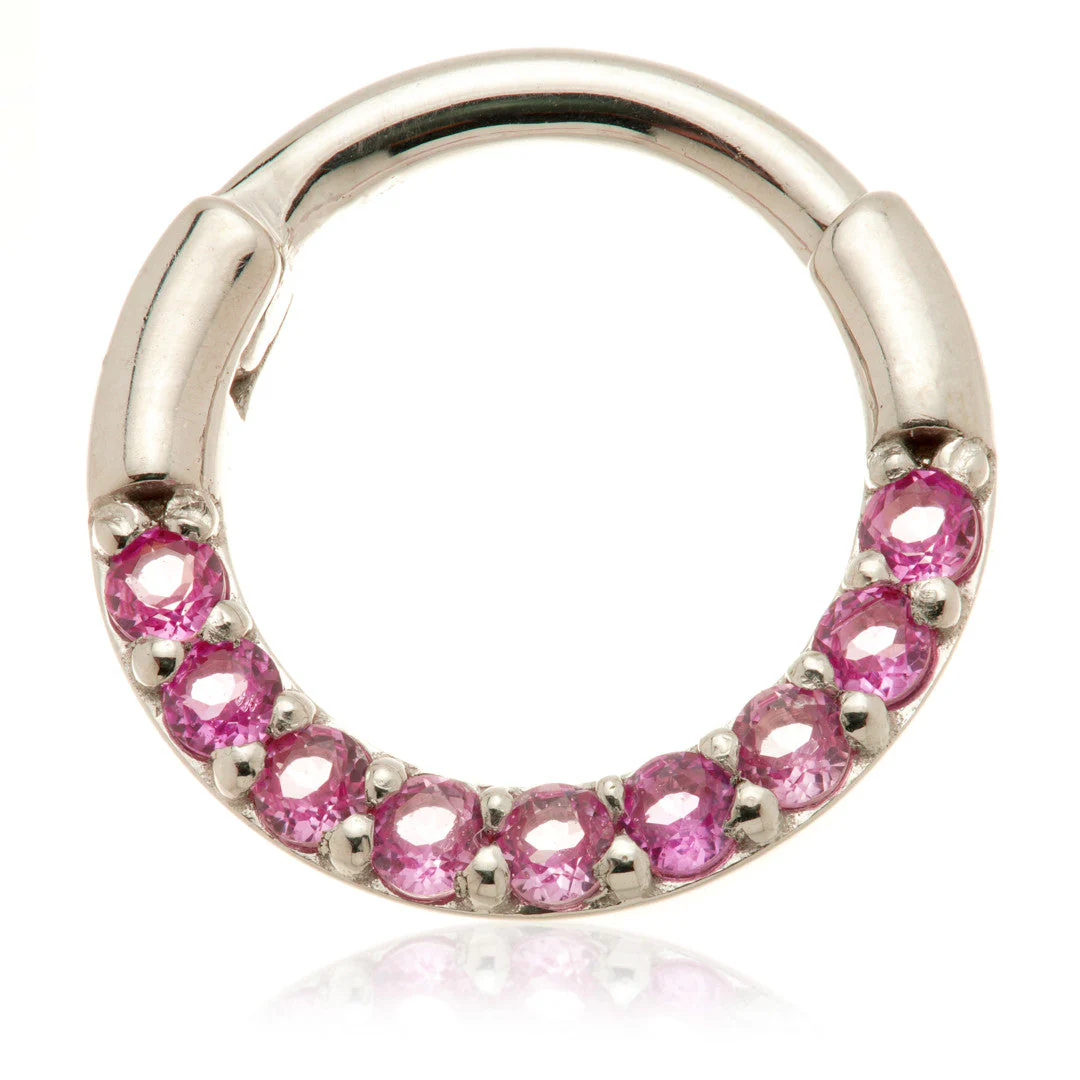Solid 14ct Gold Pavé Ruby Daith Septum Ring