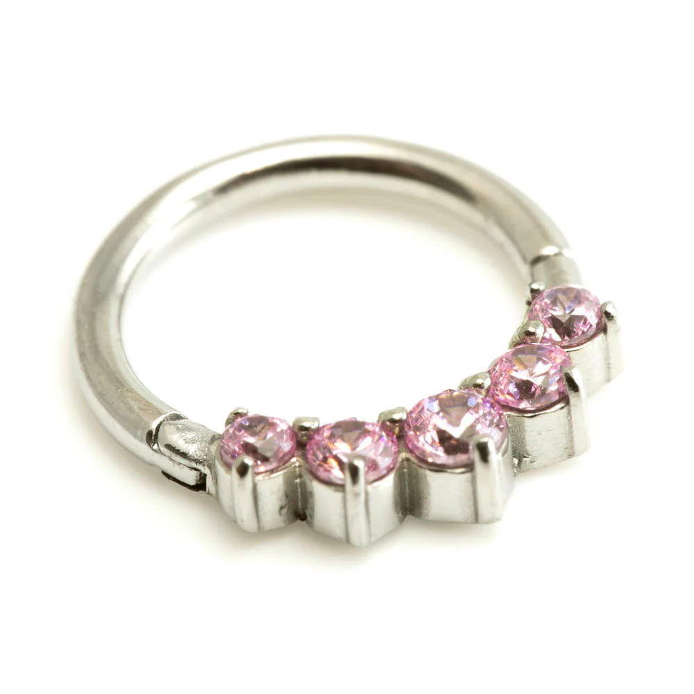 Steel 5 Gems Hinged Micro Ring - Image 2