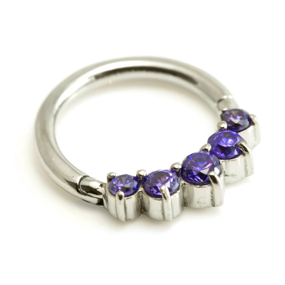 Steel 5 Gems Hinged Micro Ring - Image 3