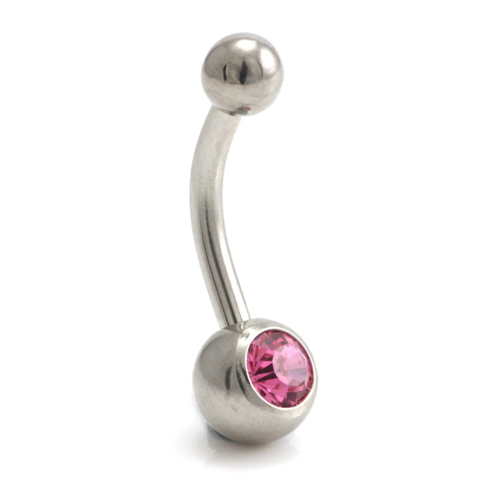 Steel External Thread Baby Jewelled Navel Bar - Image 5
