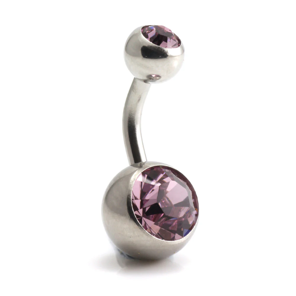 Steel External Thread Double Jewelled Navel Bar - Image 13