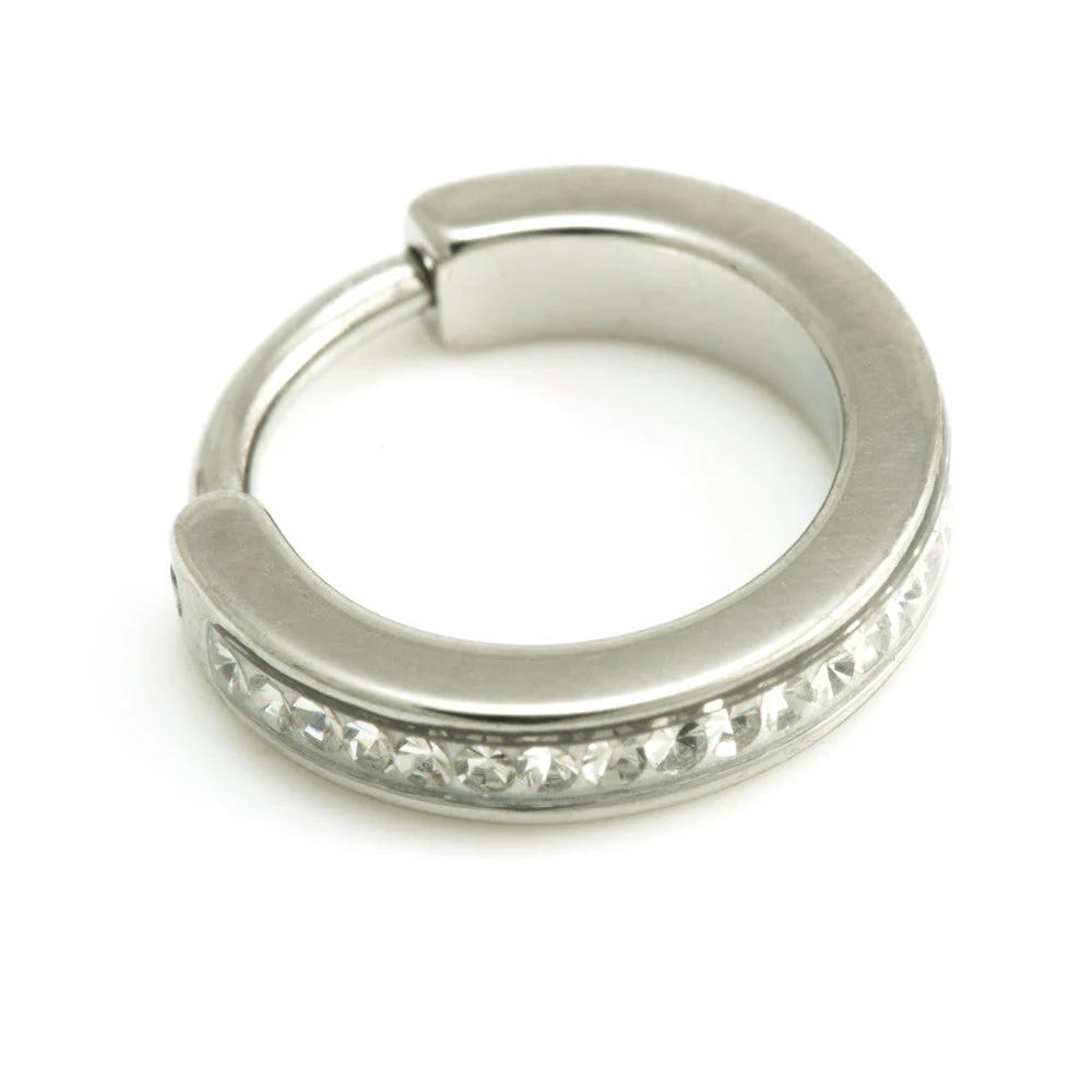 Steel Multi Gem Hinged Micro Ring