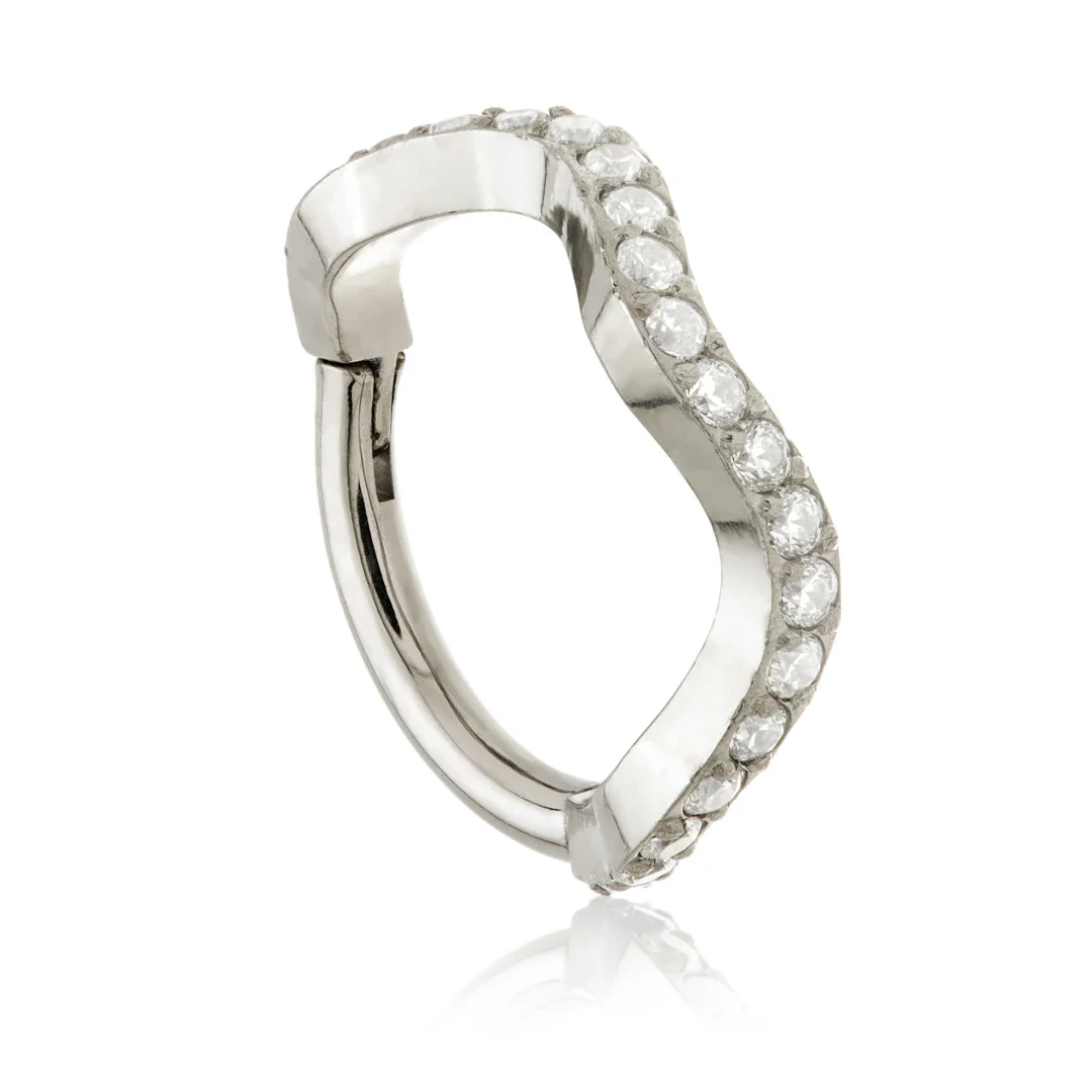 Ti Couture Curved Pave Hinge Ring