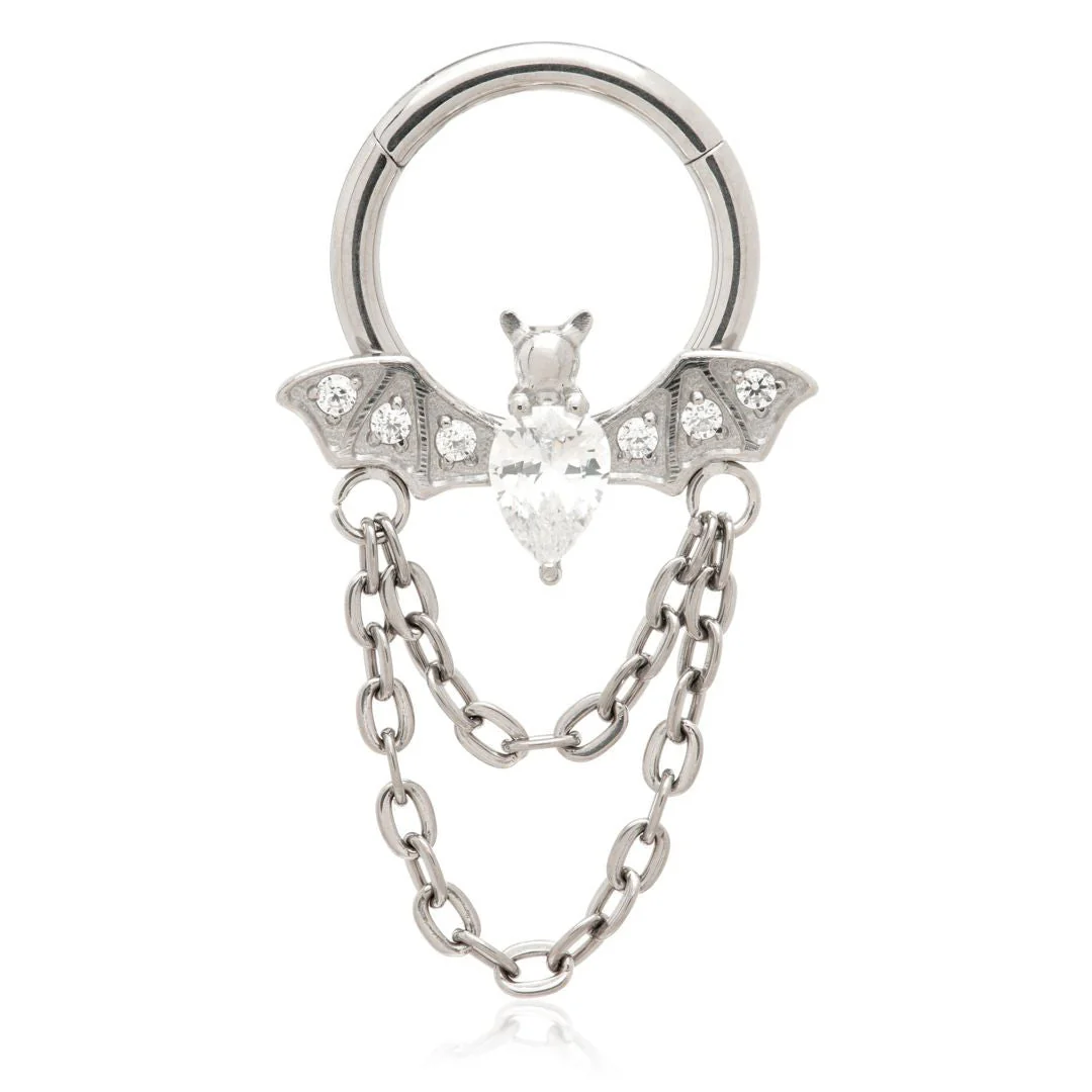 Ti Couture Jewelled Bat Chain Hinged Ring