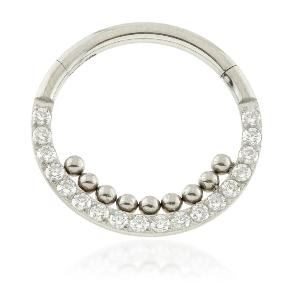 Ti Couture Pavé Set Ball Hinged Ring