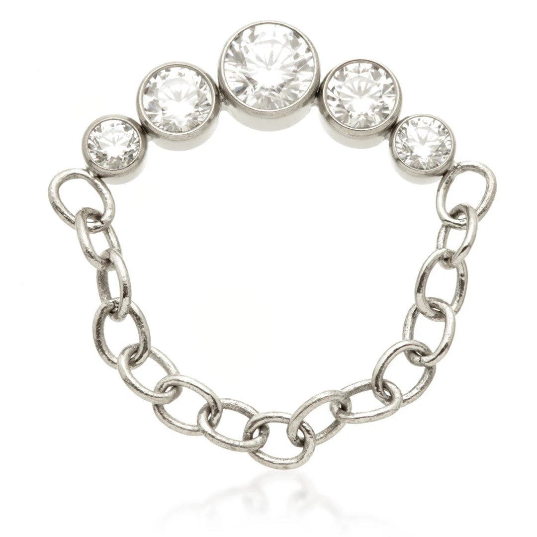 Ti Internal Bezel Gem Crescent with Hanging Chain Attachment