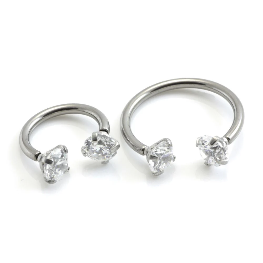 Ti Internal Circular Barbell with Prong-Set Gems