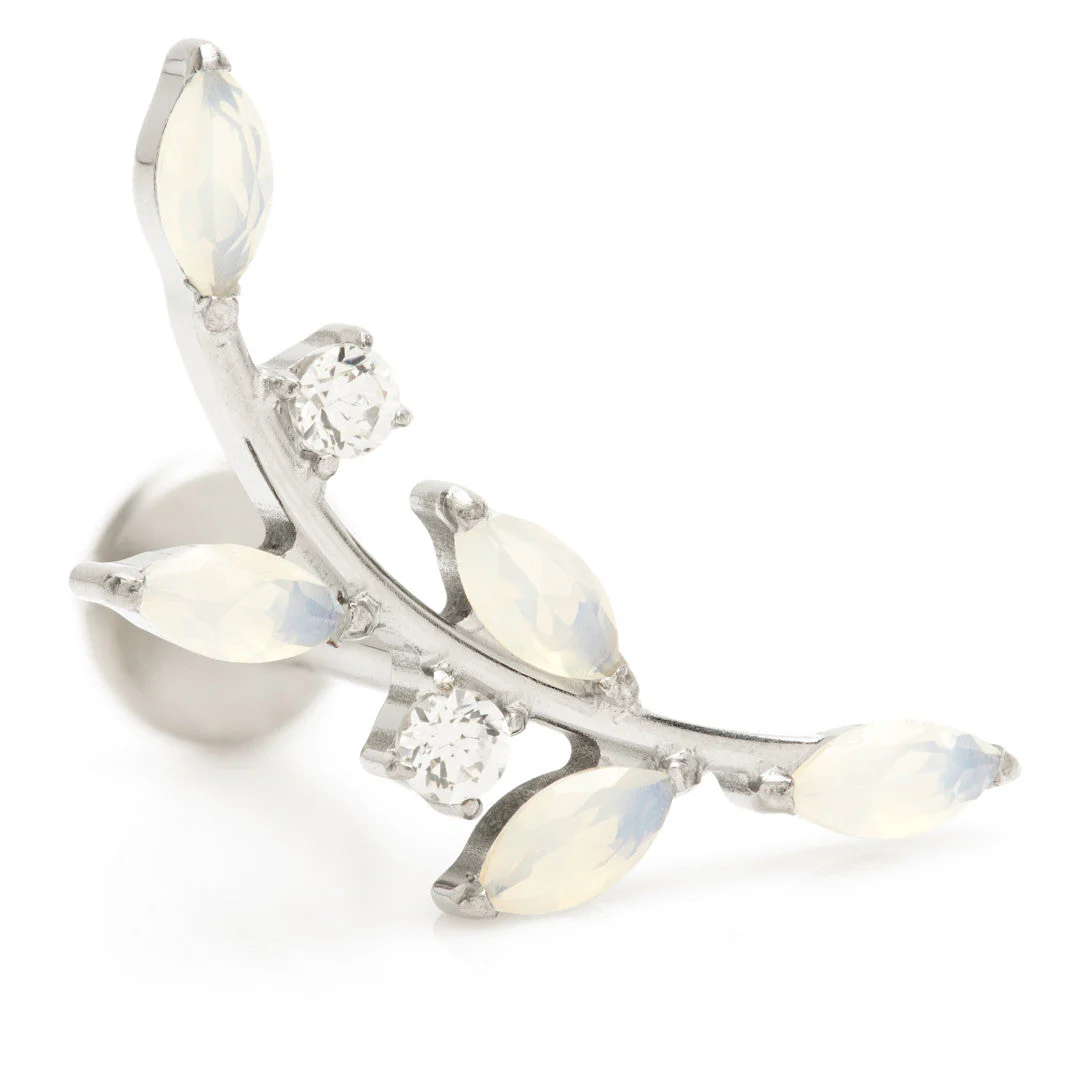 Ti Internal Curved Opal Leaf Labret