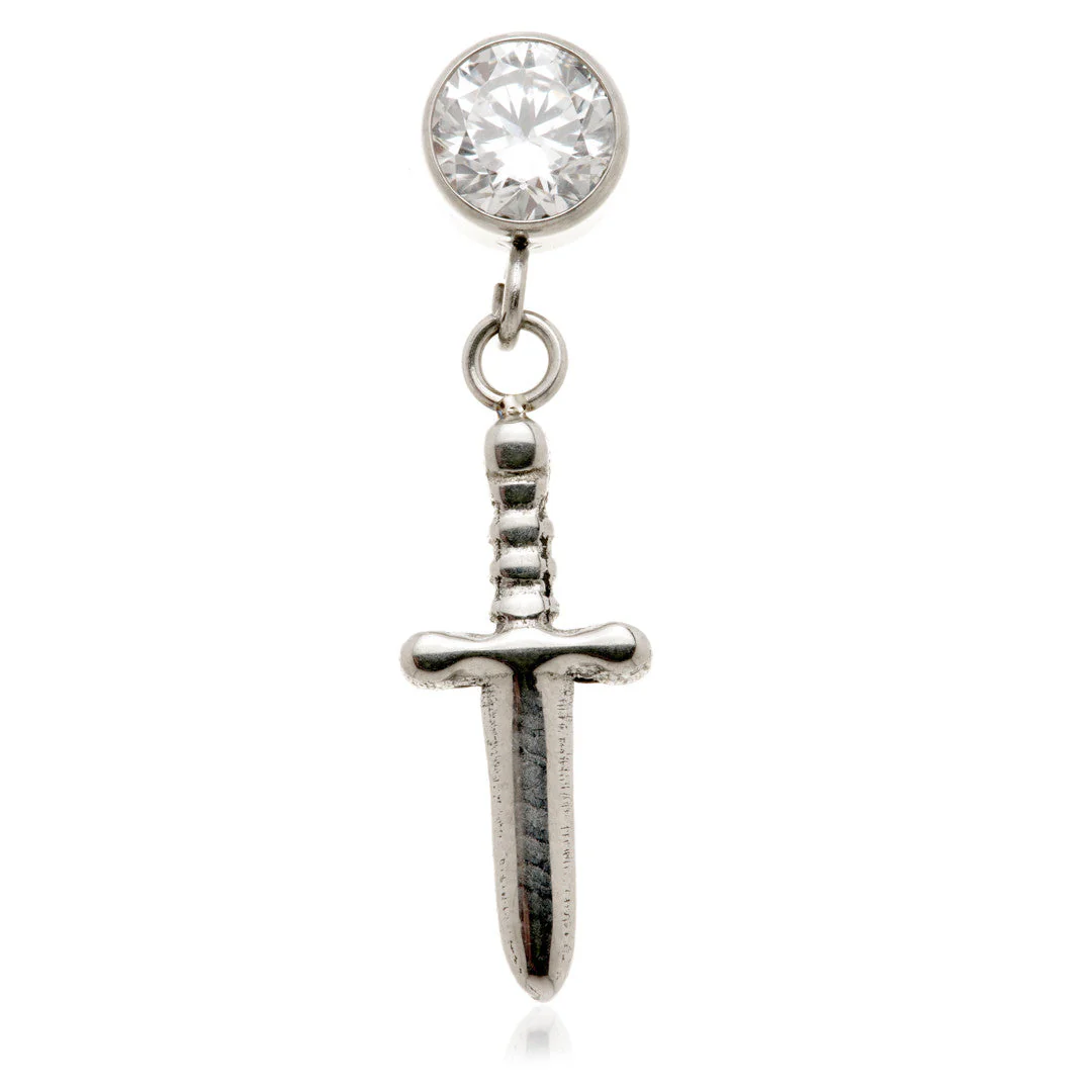 Ti Internal Gem with Hanging Sword Charm