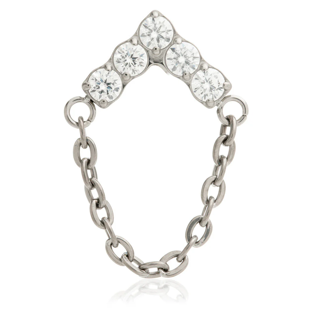 Ti Internal Jewelled Chevron with Single Hanging Chain