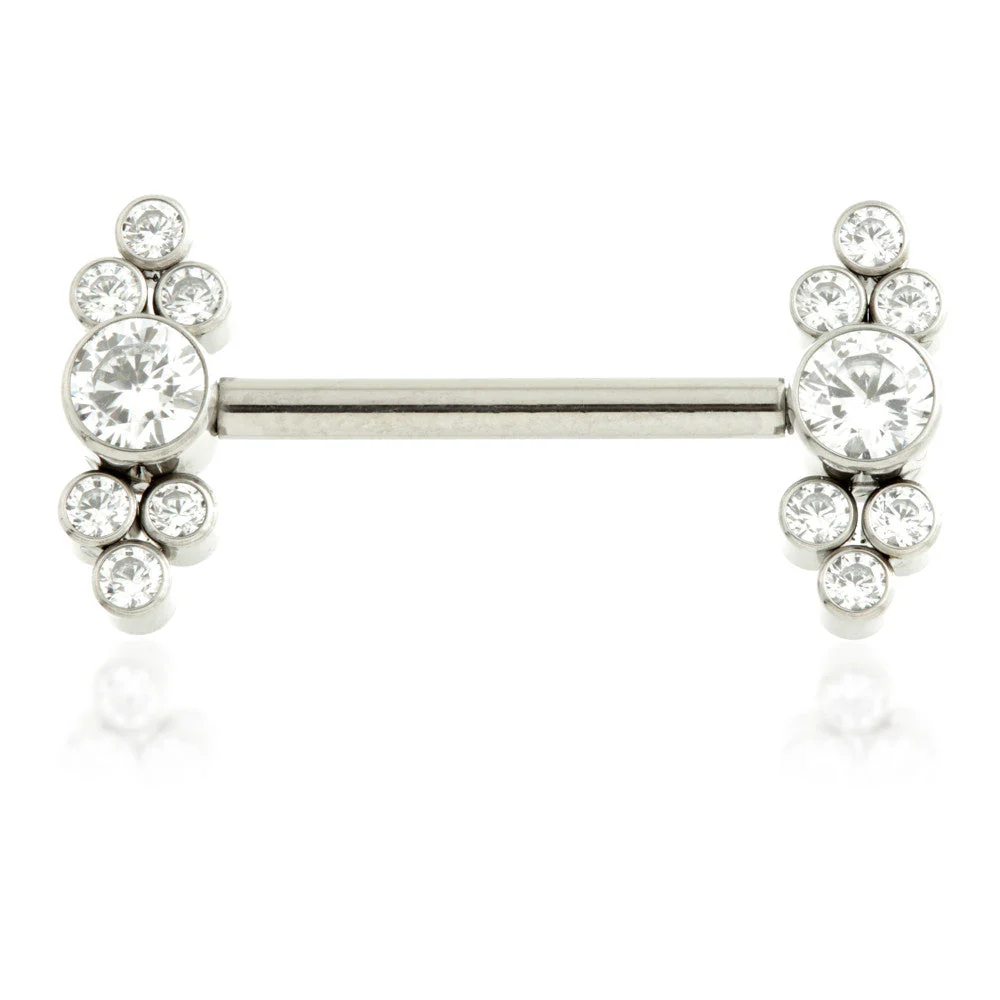 Ti Internal Nipple Bar with Gem Bezel Gem Cluster