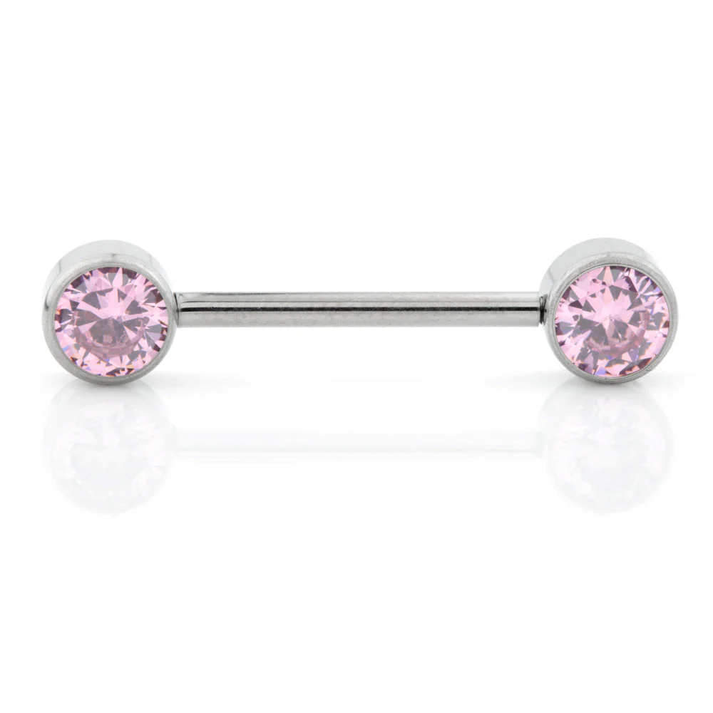 Ti Threadless Forward Facing Double Jewelled Plain Disk Barbell - Image 2