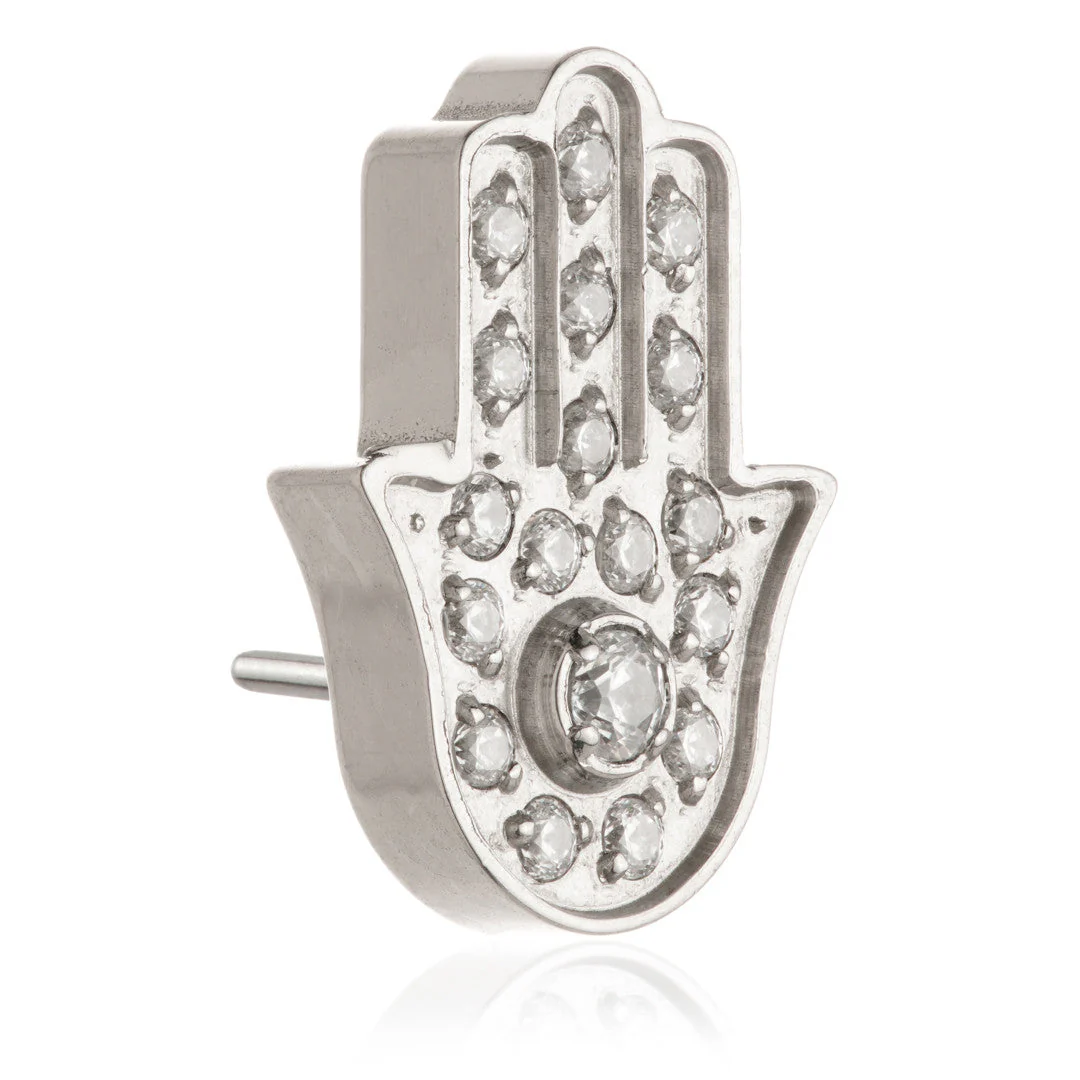 Ti Threadless Jewelled Hamsa Hand Attachment Pin