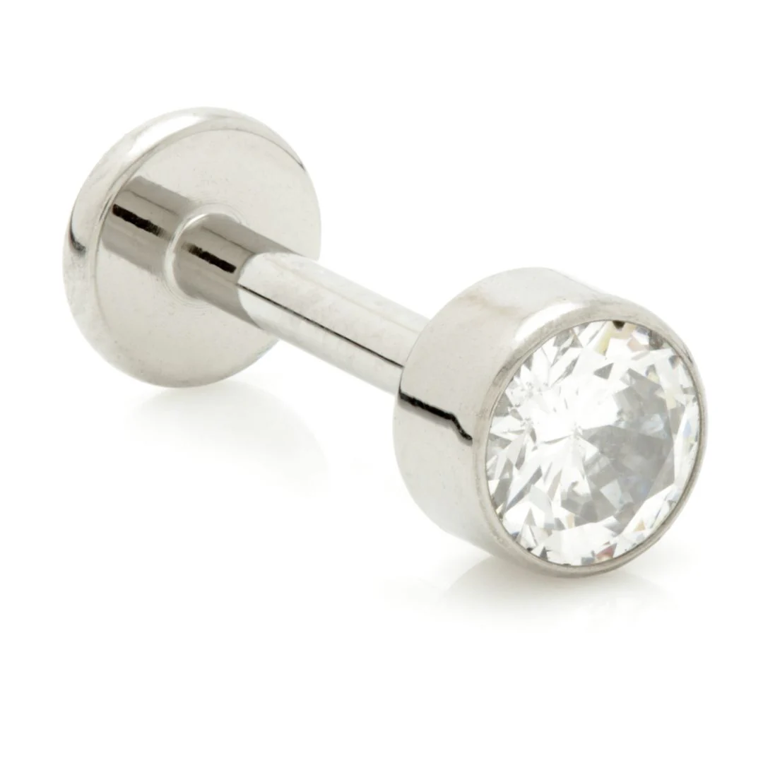 Ti Threadless Labret with Ti Gem Disk Attachment - Image 2
