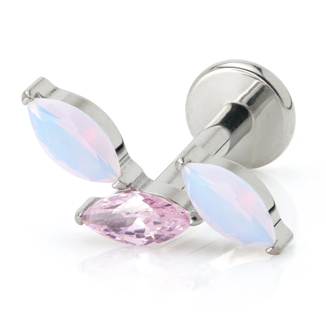 Ti Threadless Opal & Gem Marquise Labret