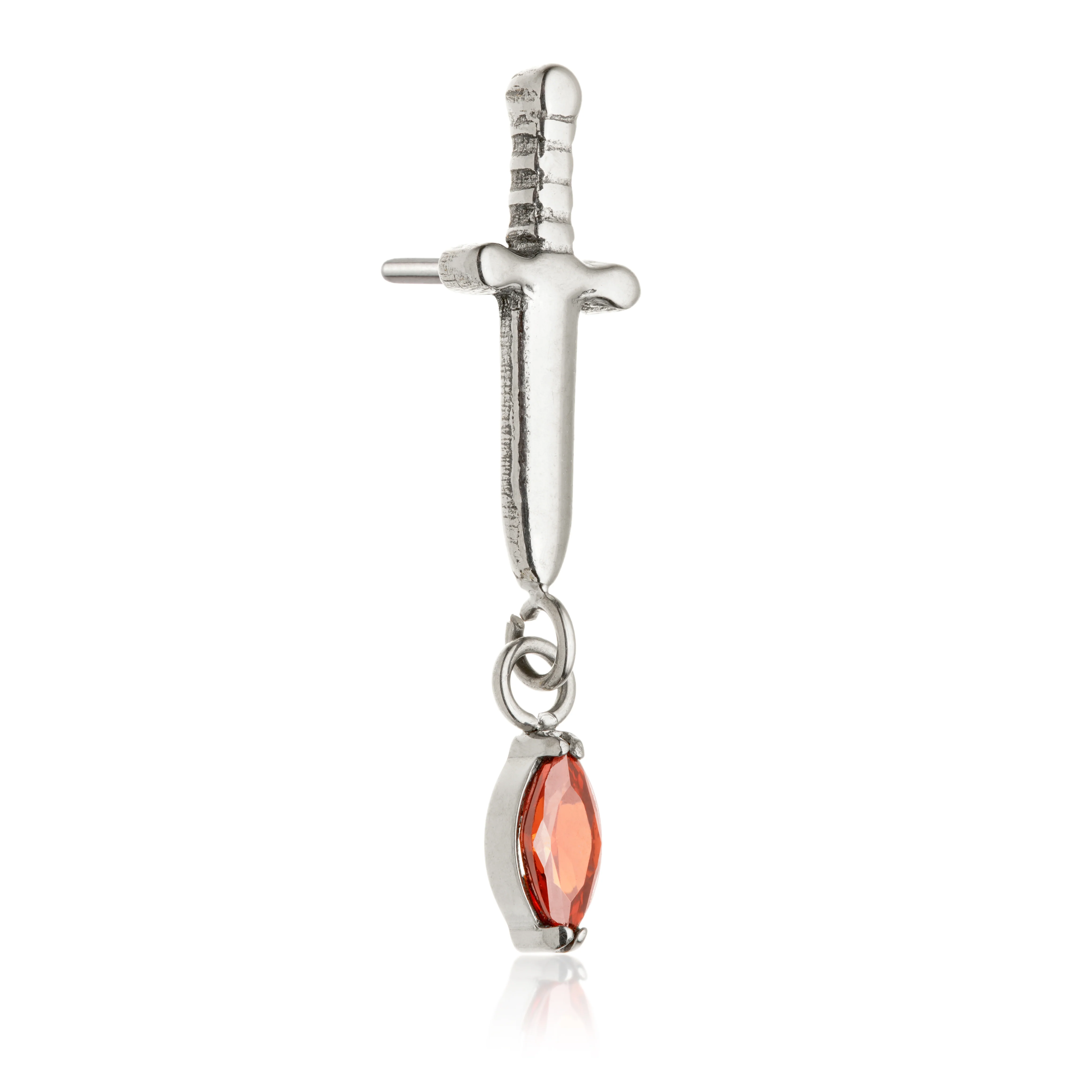 Ti Threadless Sword With Hanging Marquise Attachment