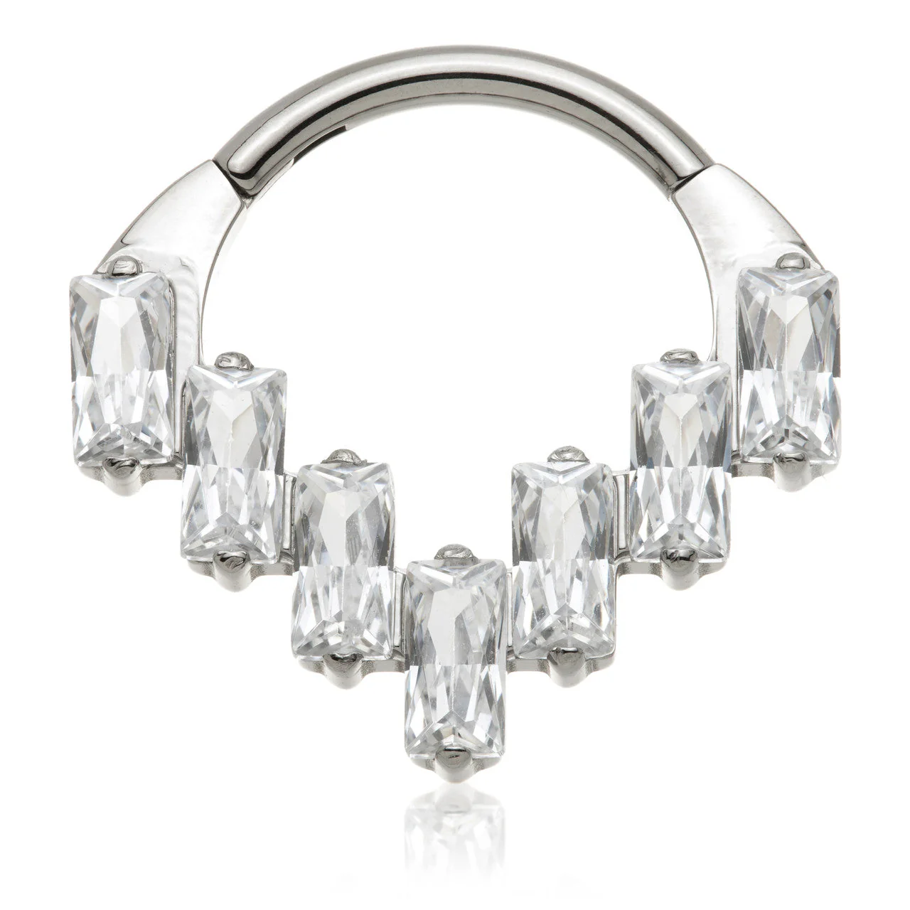 Titanium Front Facing Multi Baguette Hinge Ring