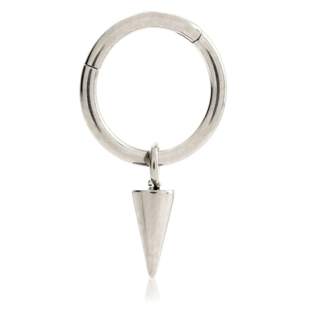Titanium Hinged Ring with Spike Charm