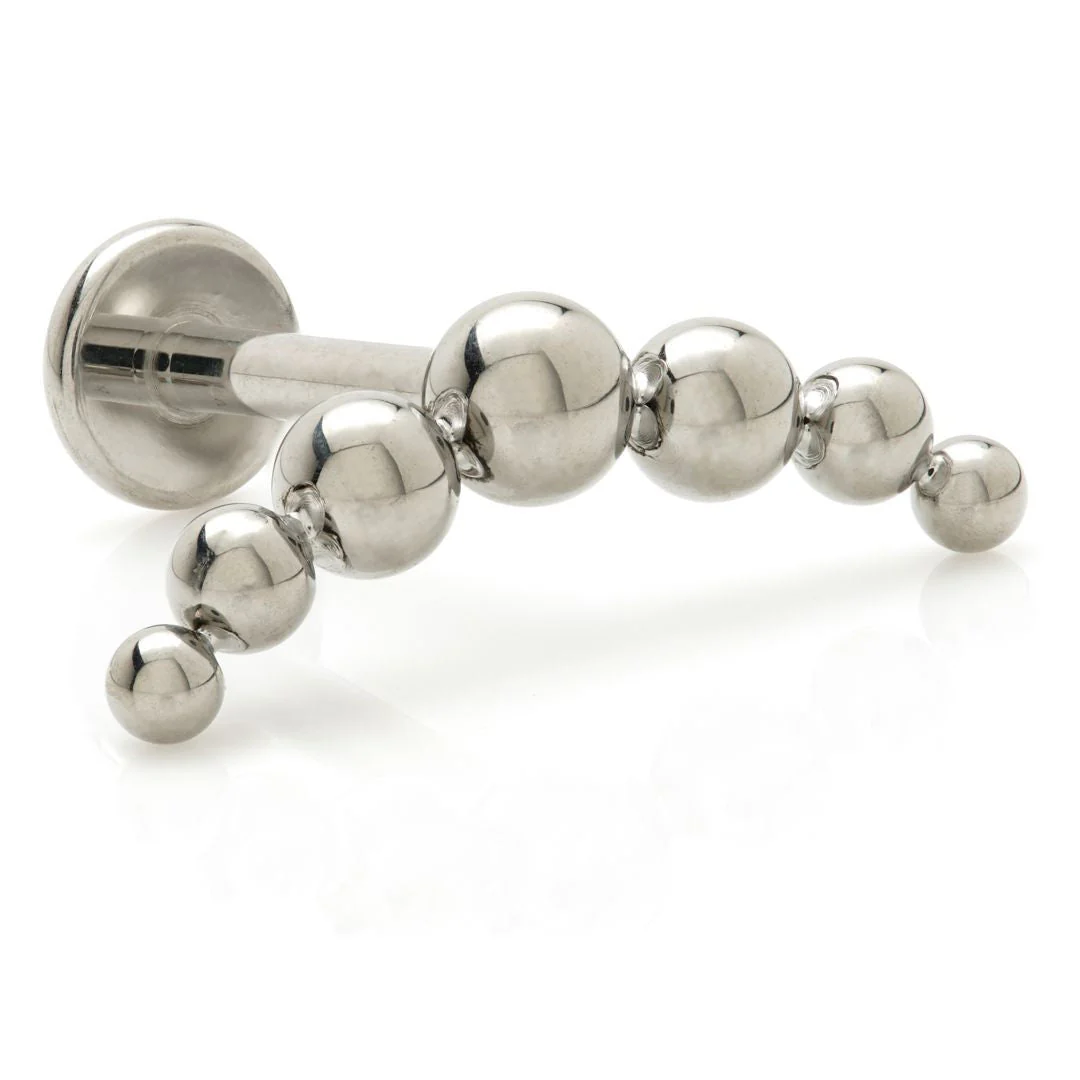 Titanium Internal Threaded Labret with Beaded Crescent Attachment