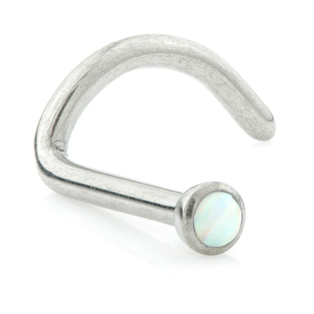Titanium Opal Round Curl Nose Stud