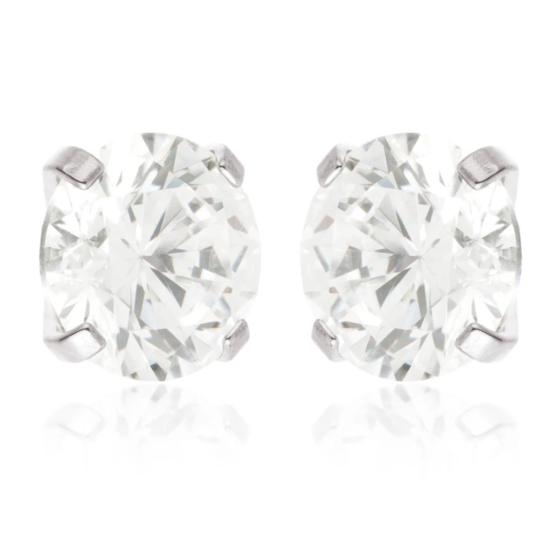 Titanium Prong-Set Jewelled Stud Earrings (Pair)