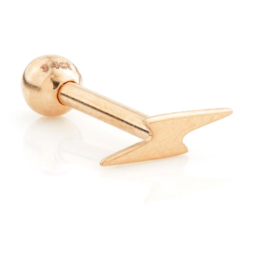 TL - 14 Carat Gold Lightning Bolt Cartilage Bar - Image 2